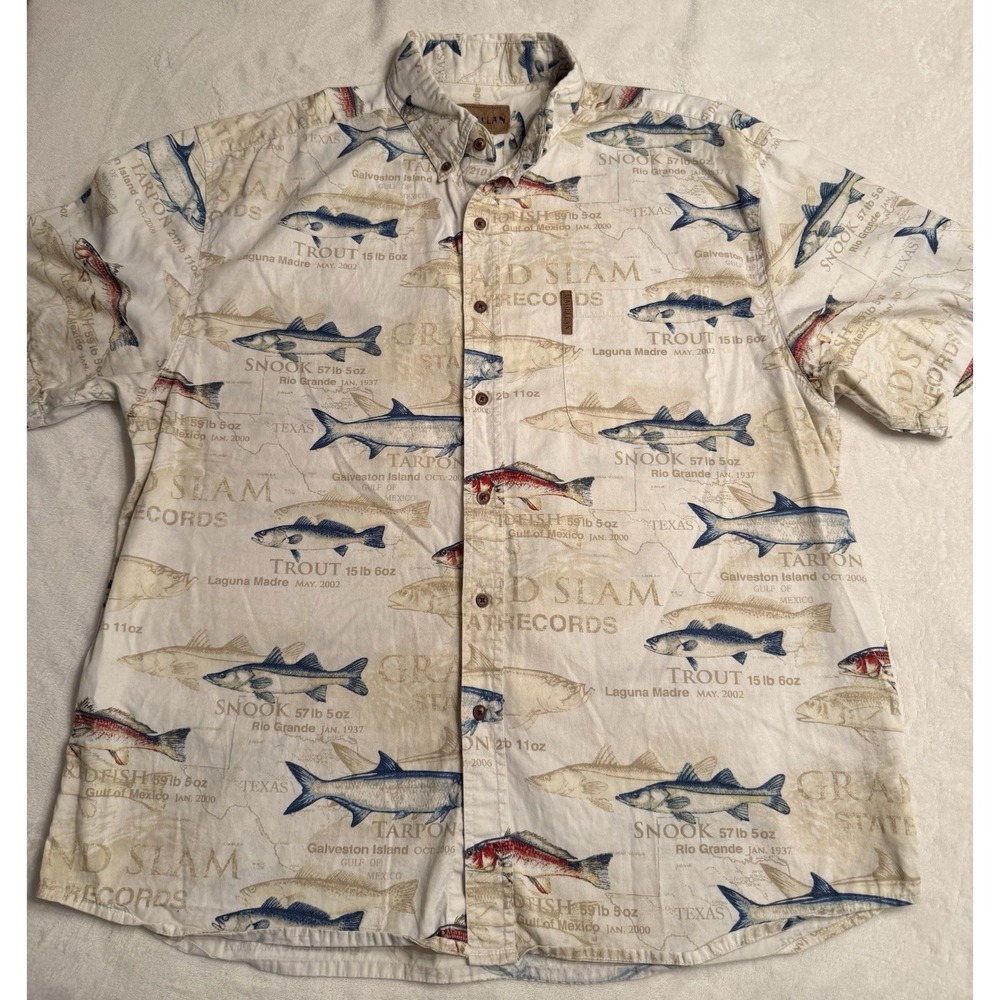 Magellan Shirt Mens XL Fishing Texas Gulf Trout Snook Tarpon Button Front Cotton